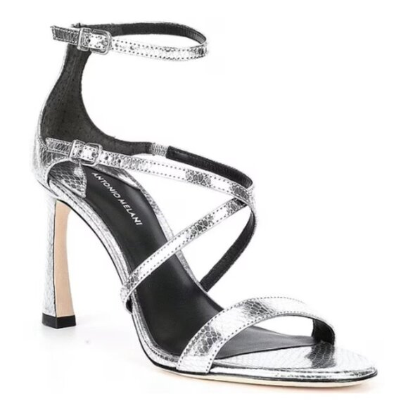 NEW Antonio Melani Hadley Strappy Metallic Leather Sandals Sz. 10 - Picture 1 of 4